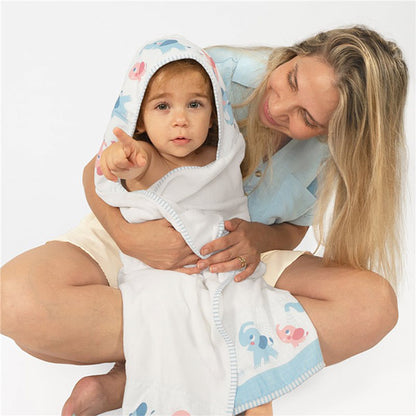 Set Baño Ducha Elefante Y Capa Azul Yookidoo