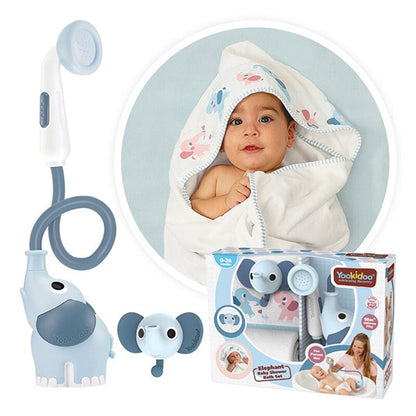 Set Baño Ducha Elefante Y Capa Azul Yookidoo