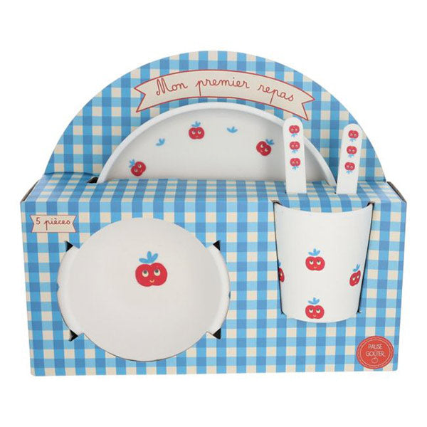 Set Comida Melamina Vichy Tomatitos