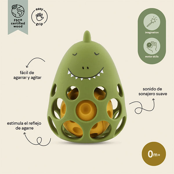 Sonajero Sensorial Silicona Dino Trixie