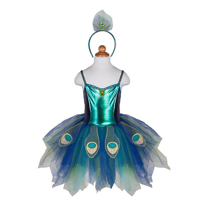 Vesito Pavo Real Con Diadema 5 a 6 años Great Pretenders