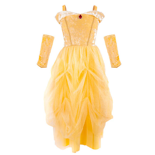 Vestido Princesa Amarillo Aterciopelado Calentadores 3 a 4 años