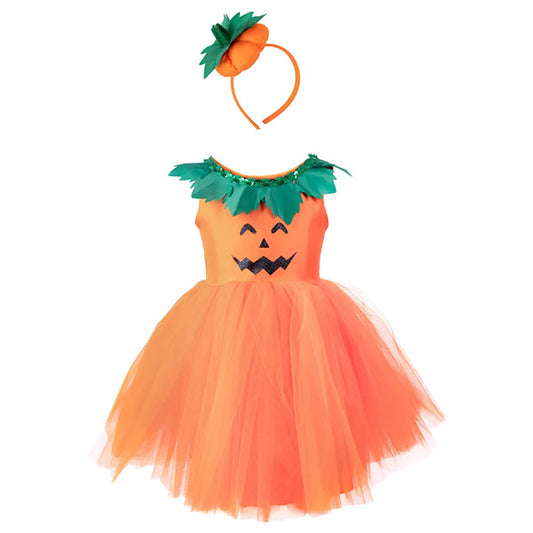 Vestido Princesa De Las Calabazas Con Diadema 3-4 Años