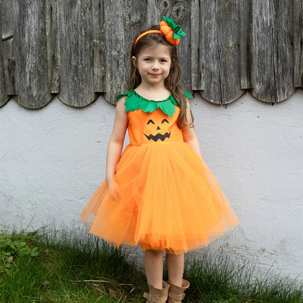 Vestido Princesa De Las Calabazas Con Diadema 3-4 Años