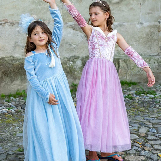 Vestido Princesas Sisters Forever Terciopelo 7-8 Años Great Pretenders