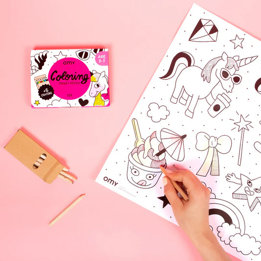 Kit Pocket Unicornio para Colorear 6 Lápices OMY