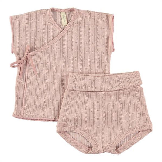 Conjunto Camiseta Cruzada Y Culotte Rosa Pinklace 100% Algodón