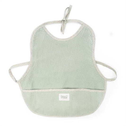 Maxi Babero Sin Mangas Sage Powder 100% Algodón Orgánico Babyshower