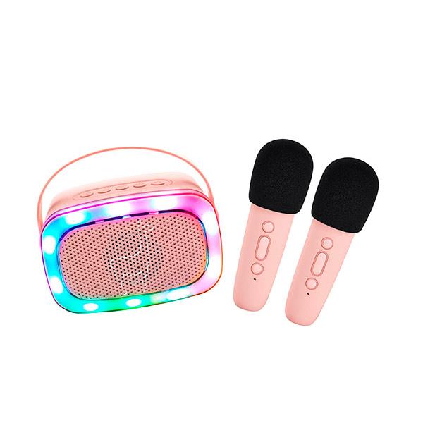 Altavoz Karaoke Bluetooth con 2 Micrófonos Rosa