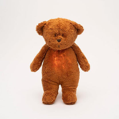 Peluche Moonie Oso Orgánico con Luz y Sonido Caramel Natur