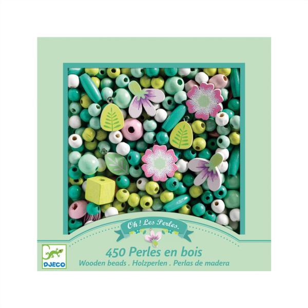 Perlas De Madera Hojas Y Flores