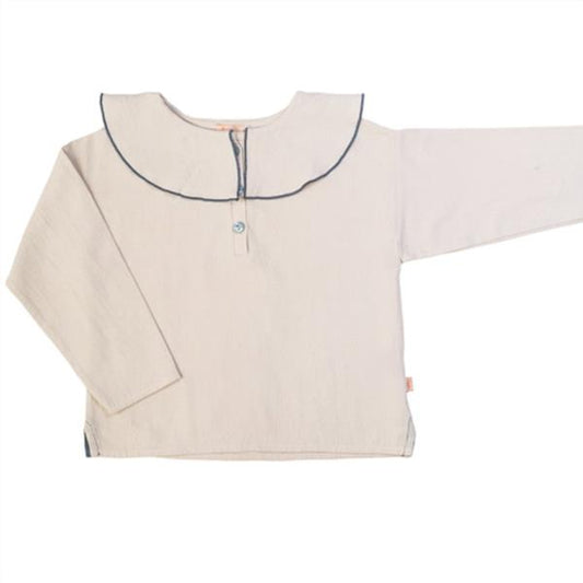 Camisa Niña Cotton Frise Cuello Ribete Azul