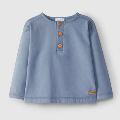 Camiseta Manga Larga Con Coderas Color Indigo Laranjinha