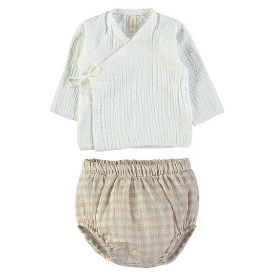 Camisa y Culotte Lillymom Holly Toscana Sand 0 a 1 mes