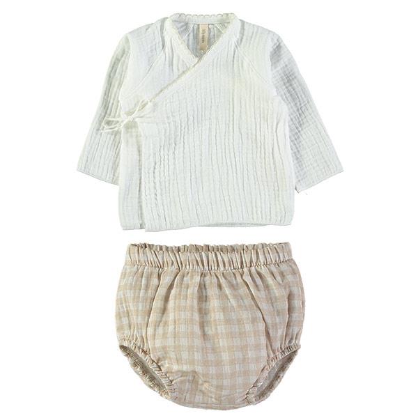 Camisa y Culotte Lillymom Holly Toscana Sand 1 a 3 mes