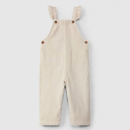 Peto Overall De Pana Ancha Con Bolsillos Trasero Color Arena Laranjinha