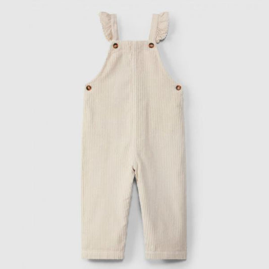 Peto Overall De Pana Ancha Con Bolsillos Trasero Color Arena Laranjinha