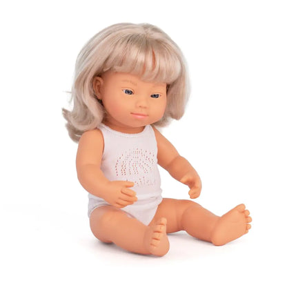 Muñeca Bebe Rubia Sind Down 38cm