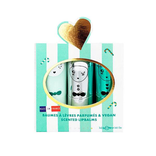 Set 3 Labiales Jingle Aqua Manzana Coco y Cupcake Inuwet