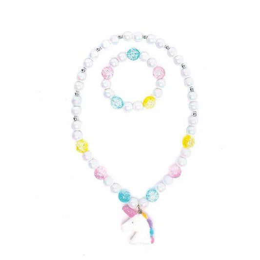 Conjunto Collar y Pulsera de Unicornio Blanco