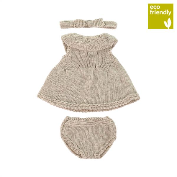 Conjunto Punto Vestido Diadema Para Muñecos 32cm