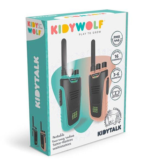 Walkie Talkies Kidywolf Natural Cian - Cobertura hasta 6 km