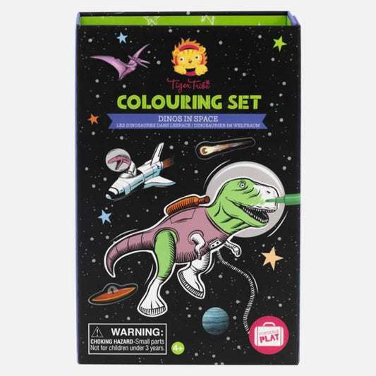 Set Colorear Tiger Tribe Dinos En El Espacio