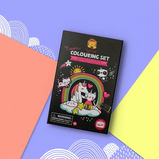Set Colorear Neon Tiger Tribe Unicornios Y Amigos
