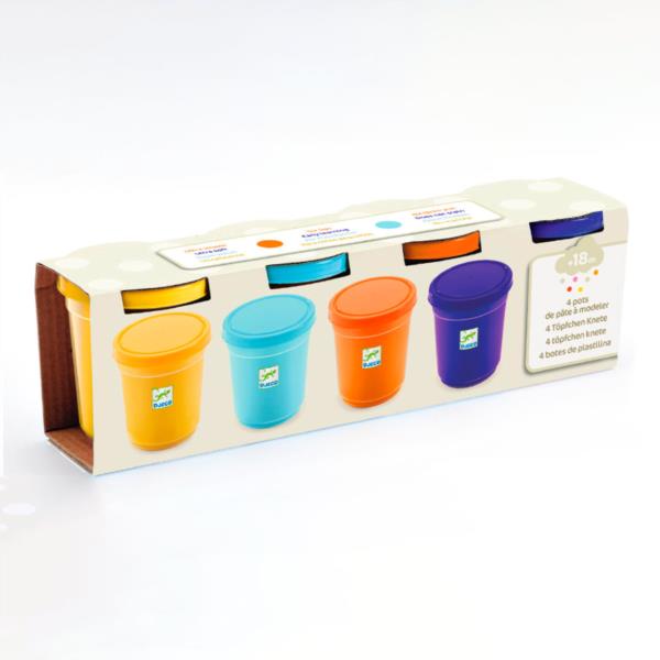 Pasta Moldear 4 Botes De Plastilina Ultra Suave Amarillo Azul Naranja Azul Marino