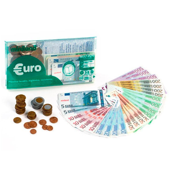 Cartera Dinero Juego Set Euro 28 Billetes y 80 Monedas Miniland