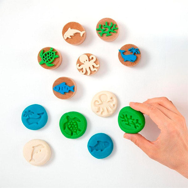 Sellos Plastilina Animales Marinos Madera 6 Unidades Childgen