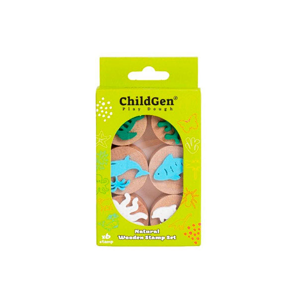 Sellos Plastilina Animales Marinos Madera 6 Unidades Childgen