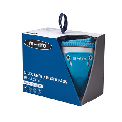 Pack Rodilleras y Coderas Reflectantes Patinetes Micro Azul Talla M