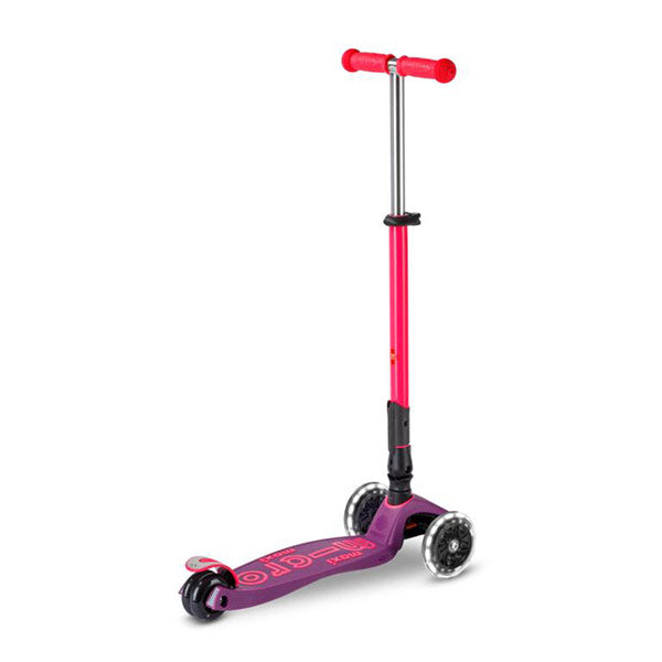 Patinete Micro Maxi Deluxe Plegable Neon Led Lila Rosa