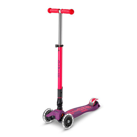 Patinete Micro Maxi Deluxe Plegable Neon Led Lila Rosa