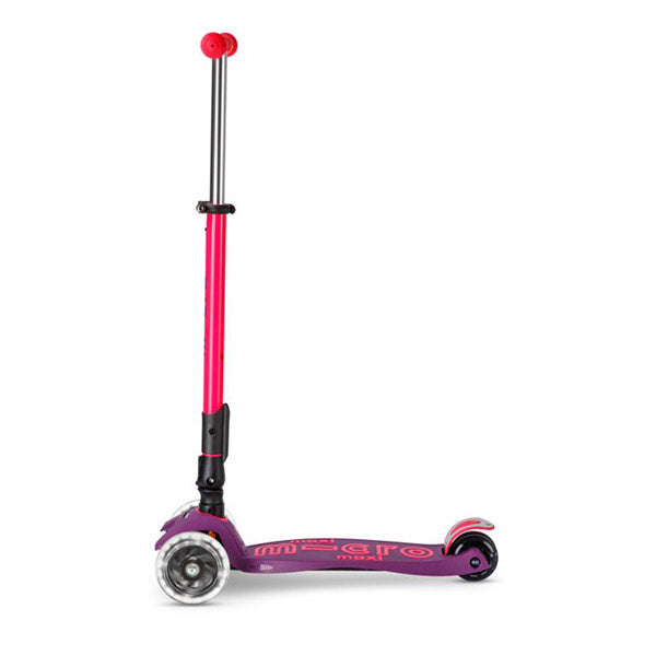Patinete Micro Maxi Deluxe Plegable Neon Led Lila Rosa
