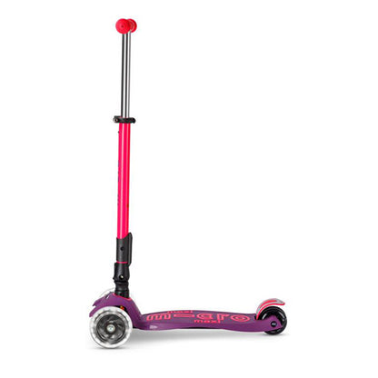 Patinete Micro Maxi Deluxe Plegable Neon Led Lila Rosa