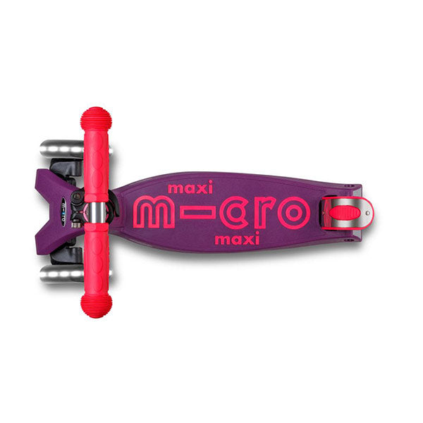 Patinete Micro Maxi Deluxe Plegable Neon Led Lila Rosa