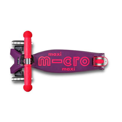 Patinete Micro Maxi Deluxe Plegable Neon Led Lila Rosa