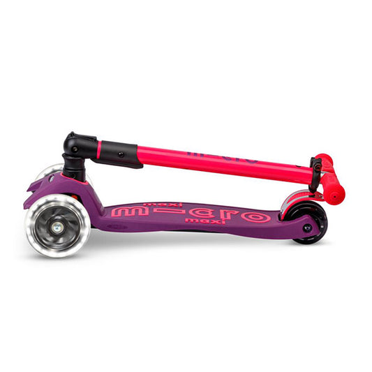 Patinete Micro Maxi Deluxe Plegable Neon Led Lila Rosa