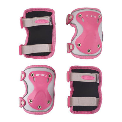 Pack Rodilleras y Coderas Reflectantes Patinetes Micro Rosa Talla M