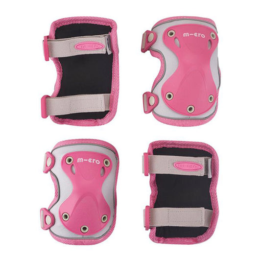 Pack Rodilleras y Coderas Reflectantes Patinetes Micro Rosa Talla M