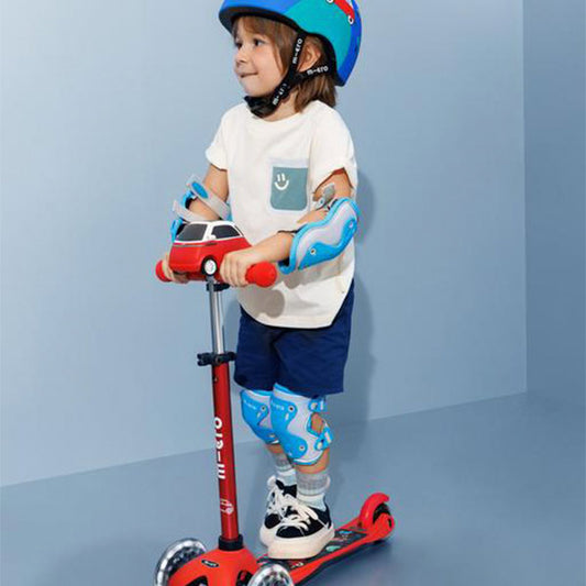 Pack Rodilleras y Coderas Reflectantes Patinetes Micro Azul Talla M