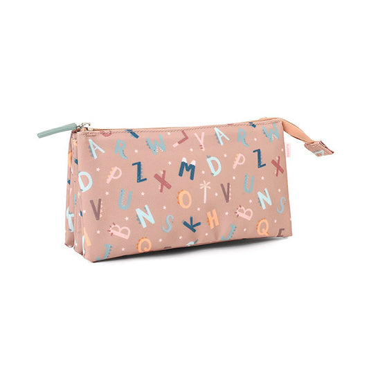 Estuche Escolar Tutete 3 Compartimentos Funny Letters