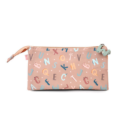 Estuche Escolar Tutete 3 Compartimentos Funny Letters