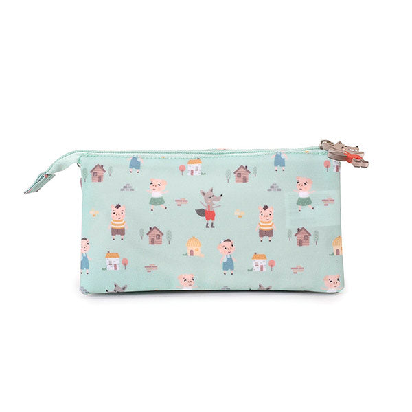 Estuche Escolar Tutete 3 Compartimentos The Three Little Pigs