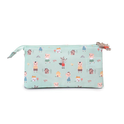 Estuche Escolar Tutete 3 Compartimentos The Three Little Pigs