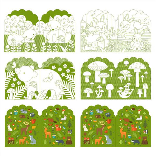 Libro Colorear + Adhesivos: Bosque