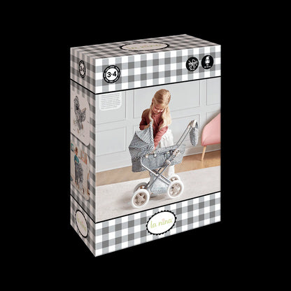 Cuco con Ruedas Muñecos Vichy Negro La Nina