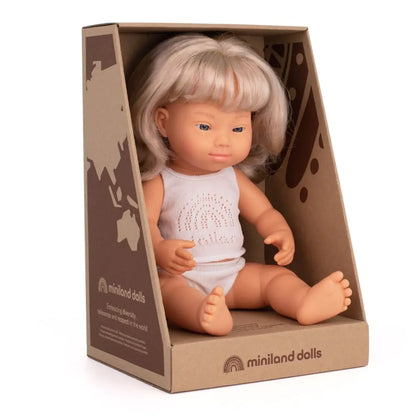 Muñeca Bebe Rubia Sind Down 38cm